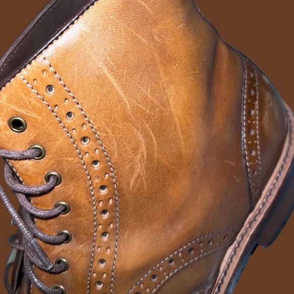 Men's Gordon Rush Cognac Wingtip Stafford Brown Leather Ankle Boot Size 11.5 - Picture 3 of 10